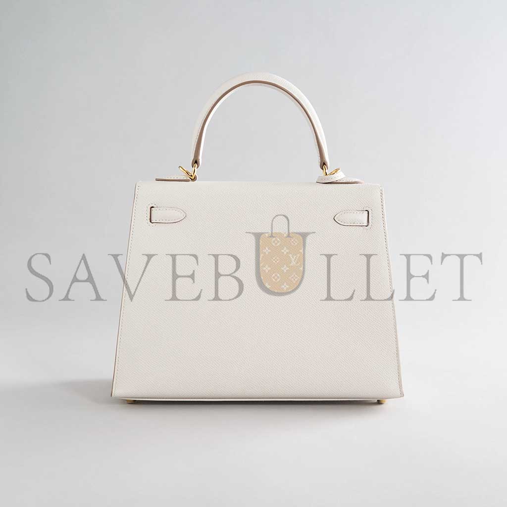 HERMÈS KELLY 25 EPSOM GRIS PALE GOLD HARDWARE (25*17*7cm) 